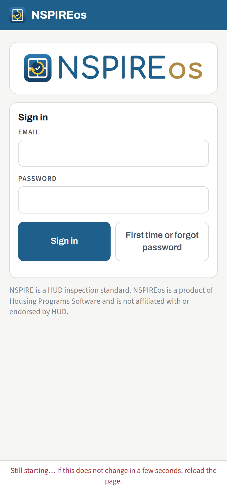 The sign-in screen