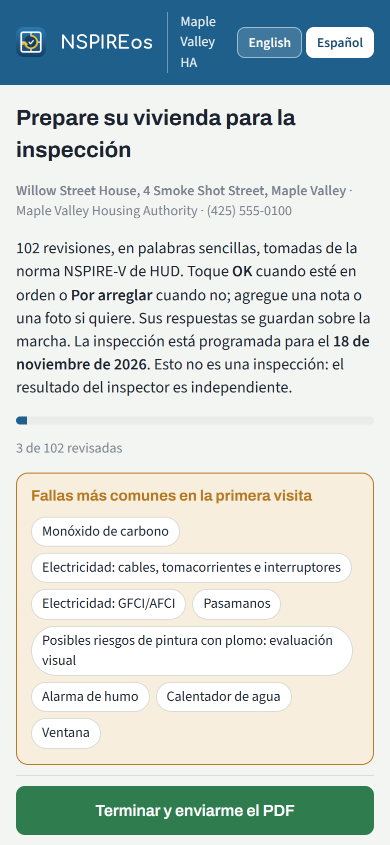 The readiness walk in Spanish